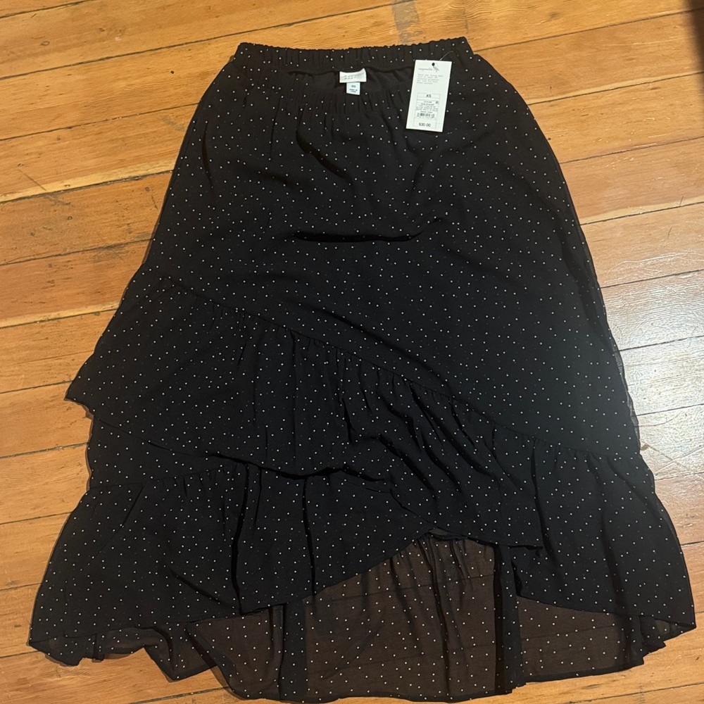 a new day Black Maxi Skirt with White Dots